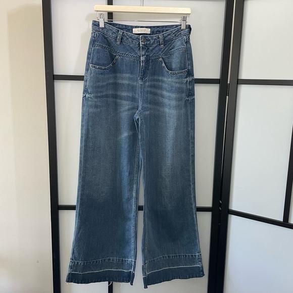 [26l] Scotch & Soda Silver Light Wash Studded Hi Rise 60’s Flare Leg Denim Jean - Picture 4 of 16